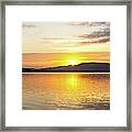 Gold And Grey Sunrise Seascape. Framed Print