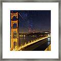 Golden Gate Bridge Under The Starry Night Sky Framed Print