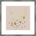 Golden Morning Glory Flowers Sumi-e Illustration Artistic Design Framed Print
