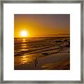 Golden Sunset Walk On Malibu Beach Framed Print