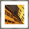 Golden Yellow Night - Chic Zigzags Of Oriel Windows And Serrated Roof Lines Framed Print