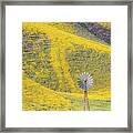 Goldfields And Windmill At Carrizo Plain Framed Print