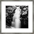 Gorge Waterfall In Black And White Framed Print