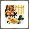Gourmet Cover Featuring A Centerpiece Of Peaches Framed Print