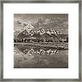 Grand Teton Monochromatic Panoramic Framed Print