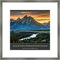 Grand Teton National Park Sunset Poster Framed Print