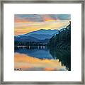 Great Smoky Mountains Nc Lake Junaluska Sunset Reflection Framed Print