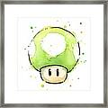 Green 1up Mushroom Framed Print