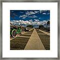 Green Bike At The Beach Framed Print