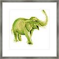 Green Elephant Watercolor Art Print Painting Framed Print