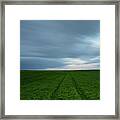Green Field And Cloudy Sky Framed Print