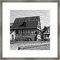 Half Timbered Houses Black And White Framed Print