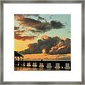 Hanalei Pier Sunset Panorama Framed Print