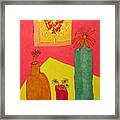 Hanging Plant And 3 On Table Framed Print