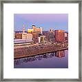 Hartford Ct Pre-dawn Skyline - Aerial Panorama Framed Print