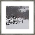 Hay Rake In The Snow Framed Print