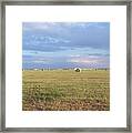 Haybales With Violet Sky Framed Print
