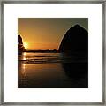 Haystack Sunset Framed Print