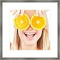 Health Care Conceptual Portrait Happy Laughing Girl Framed Print