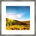 High Desert Autumn Sunset With Double Exposure, Warm Tones And Lens Flare Framed Print