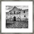 Historic Alamo Mission - San Antonio Texas - Black And White Framed Print