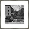 Historic Mansfield Grist Mill Black And White Framed Print