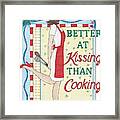 Holiday Kissing Cooking Framed Print