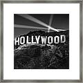 Hollywood Sign At Night Framed Print