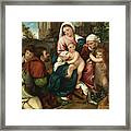 Holy Family With Saint Elizabeth The Infant Saint John And Two Shepherds Framed Print