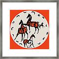 Horses Red Plate Framed Print