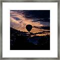 Hot Air Balloon Silhouette At Dusk Framed Print