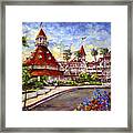 Hotel Del With Flowers Framed Print