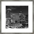 Houston By Night In Black And White Framed Print