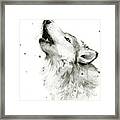 Howling Wolf Watercolor Framed Print