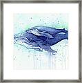 Humpback Whale Mom And Baby Watercolor Framed Print