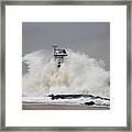 Hurricane Jose Wave At The Inlet Jetty Framed Print