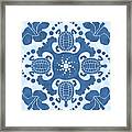 Hybiscus And Turtle Hawaiian Quilt Block Framed Print