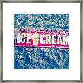 Ice Cream Beach Sign- Blue Abstract Framed Print