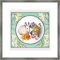 Illustrated Bunny With Easter Floral Framed Print