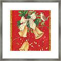 Illustrated Holly, Bells With Birdie Framed Print