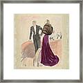 Illustration Of A Woman And Man Dressed Framed Print