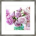 Peony Flowers Impressionistic Romantic Pink Peonies Watercolor Floral Decor - Pink Peony Decor Framed Print