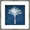 Indigo And White Palm Tree- Art By Linda Woods Framed Print