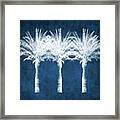 Indigo And White Palm Trees- Art By Linda Woods Framed Print