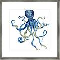 Indigo Ocean Blue Octopus Framed Print