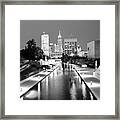 Indy City Skyline - Indianapolis Indiana Black-white 1x1 Framed Print