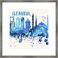 Istanbul Skyline Watercolor Poster - Cityscape Painting Artwork Framed Print