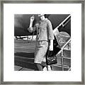 Jacqueline Kennedy Deplanes In New York Framed Print