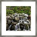 Japanese Garden Waterfalls Framed Print