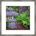Japanese Stone Lantern In Asticou Garden Framed Print